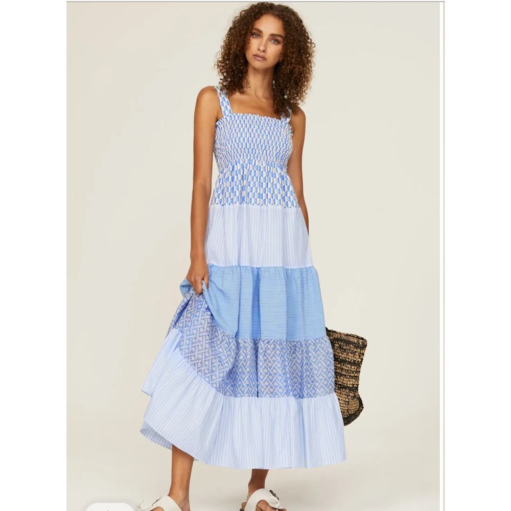 SANDRO Women's Tropea Multiprint Blue Maxi Sundress